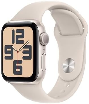 Apple Watch SE (2nd Gen) [GPS 40mm] Smartwatch with Starlight Aluminum Case with Starlight Sport Band M/L. Fitness & Sleep Tracker, Crash Detection, Heart Rate Monitor