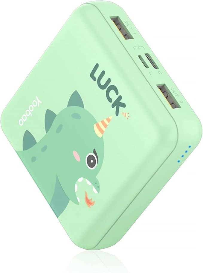 Yoobao Portable Charger 10000mAh, Cute Power Bank USB-C for Girls Travel, 2 Outputs & 2 Inputs (5V/2.1A), Mini Phone Battery Pack for iPhone 14/13/12/11/X, Android, iPad, Samsung, Google (Dinosaur)
